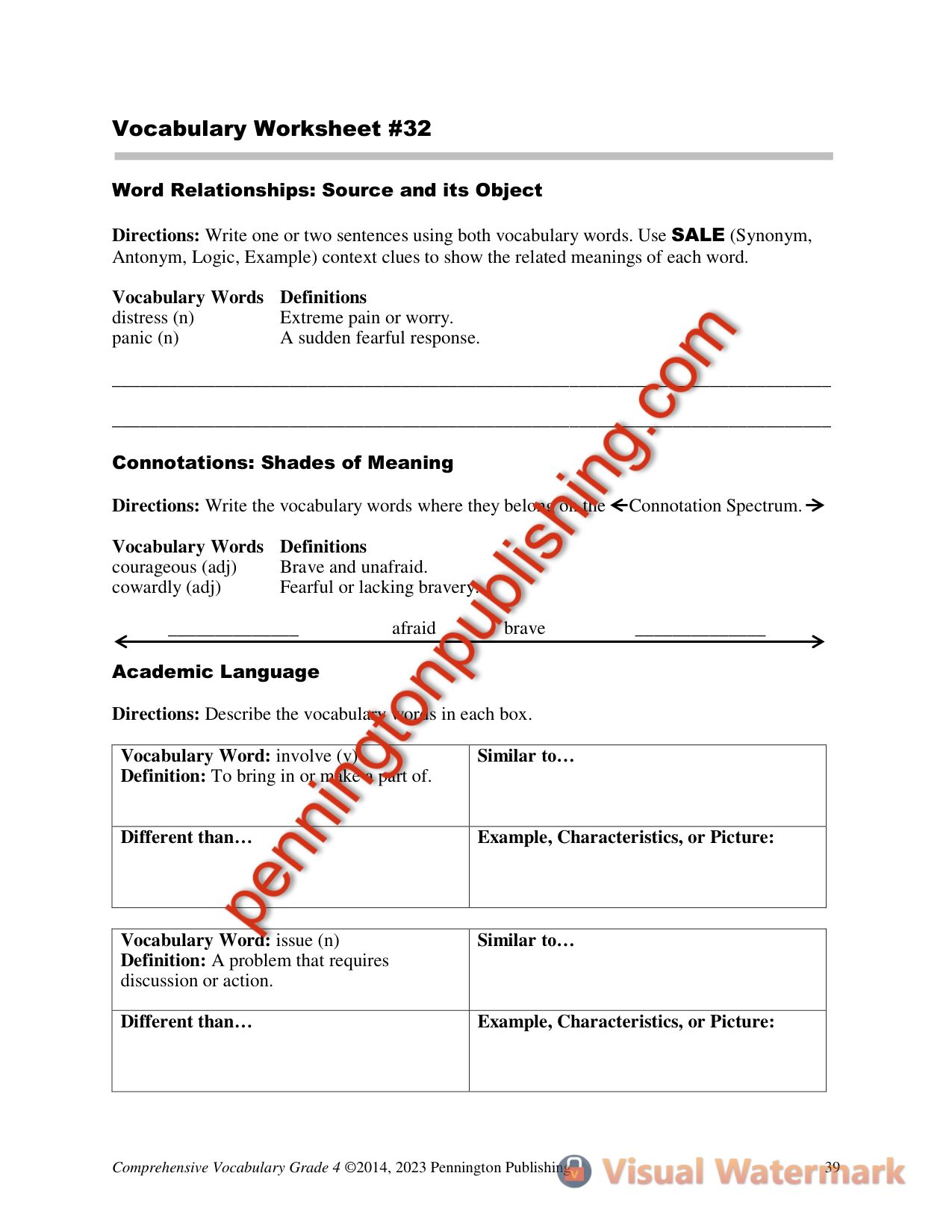 Sample page 2 from Comprehensive Vocabulary Grade 4