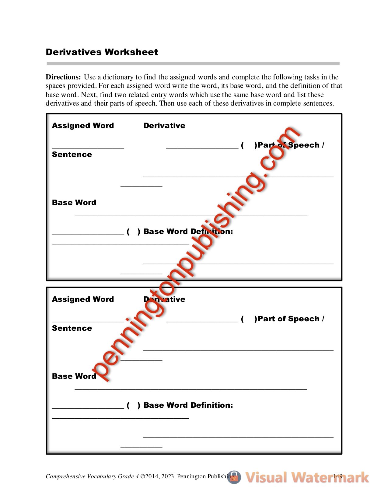 Sample page 6 from Comprehensive Vocabulary Grade 4