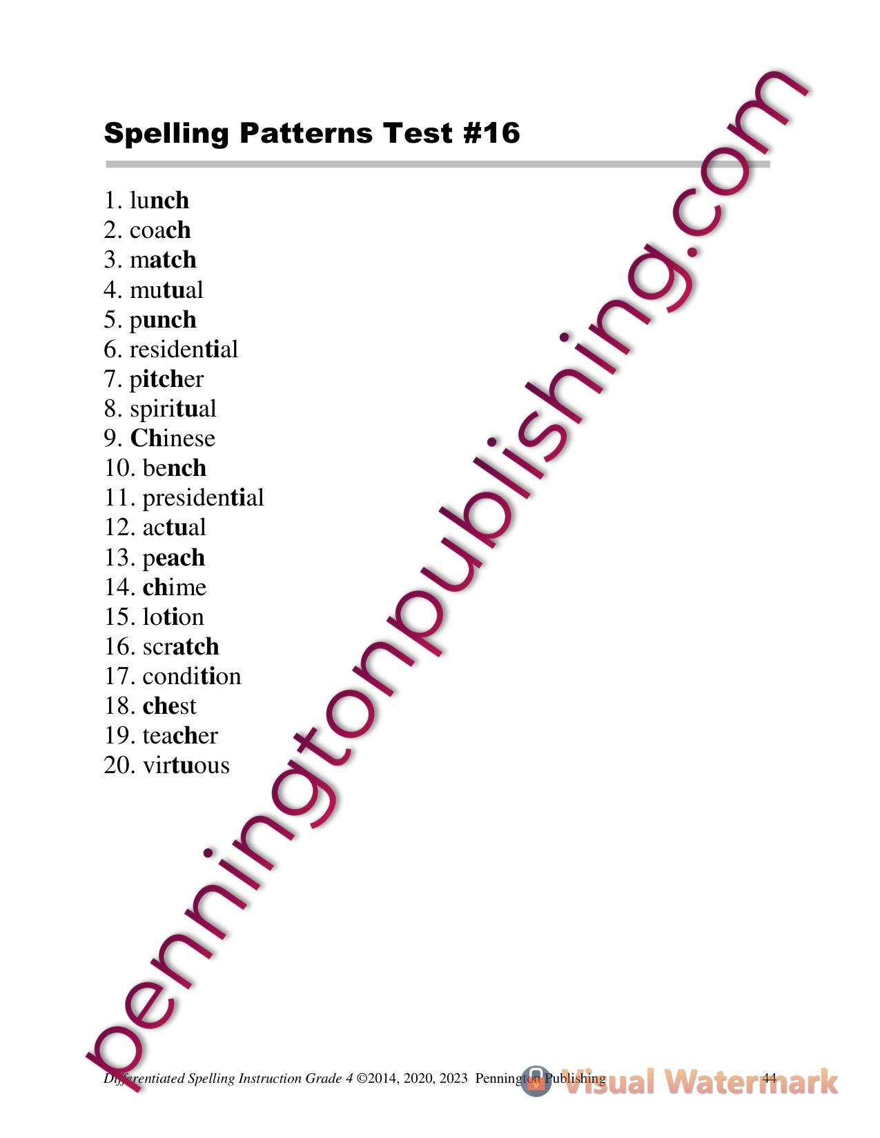 Sample page 2 from Differentiated Spelling Instruction Grade 4 Lessons, Remedial Worksheets, and Tests