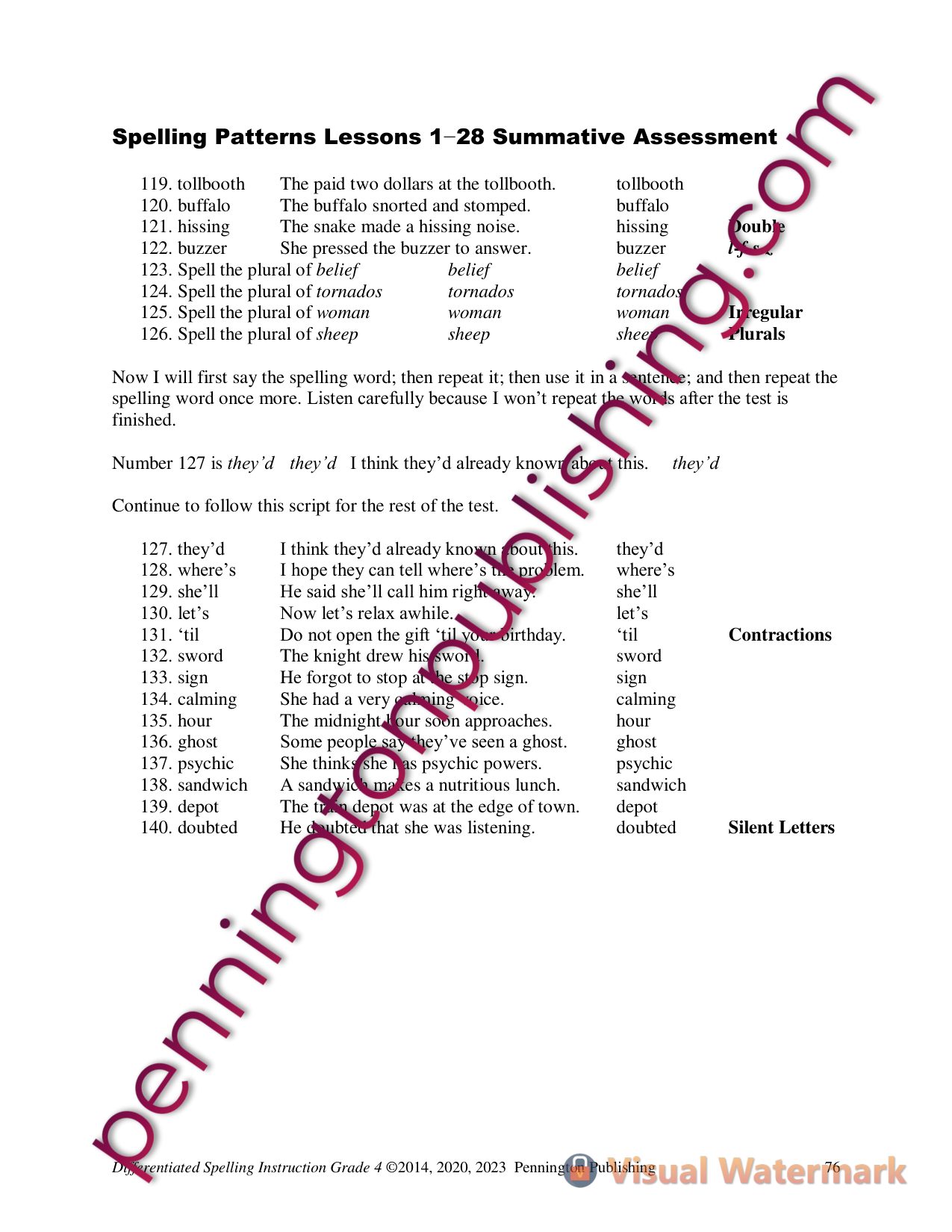 Sample page 3 from Differentiated Spelling Instruction Grade 4 Lessons, Remedial Worksheets, and Tests