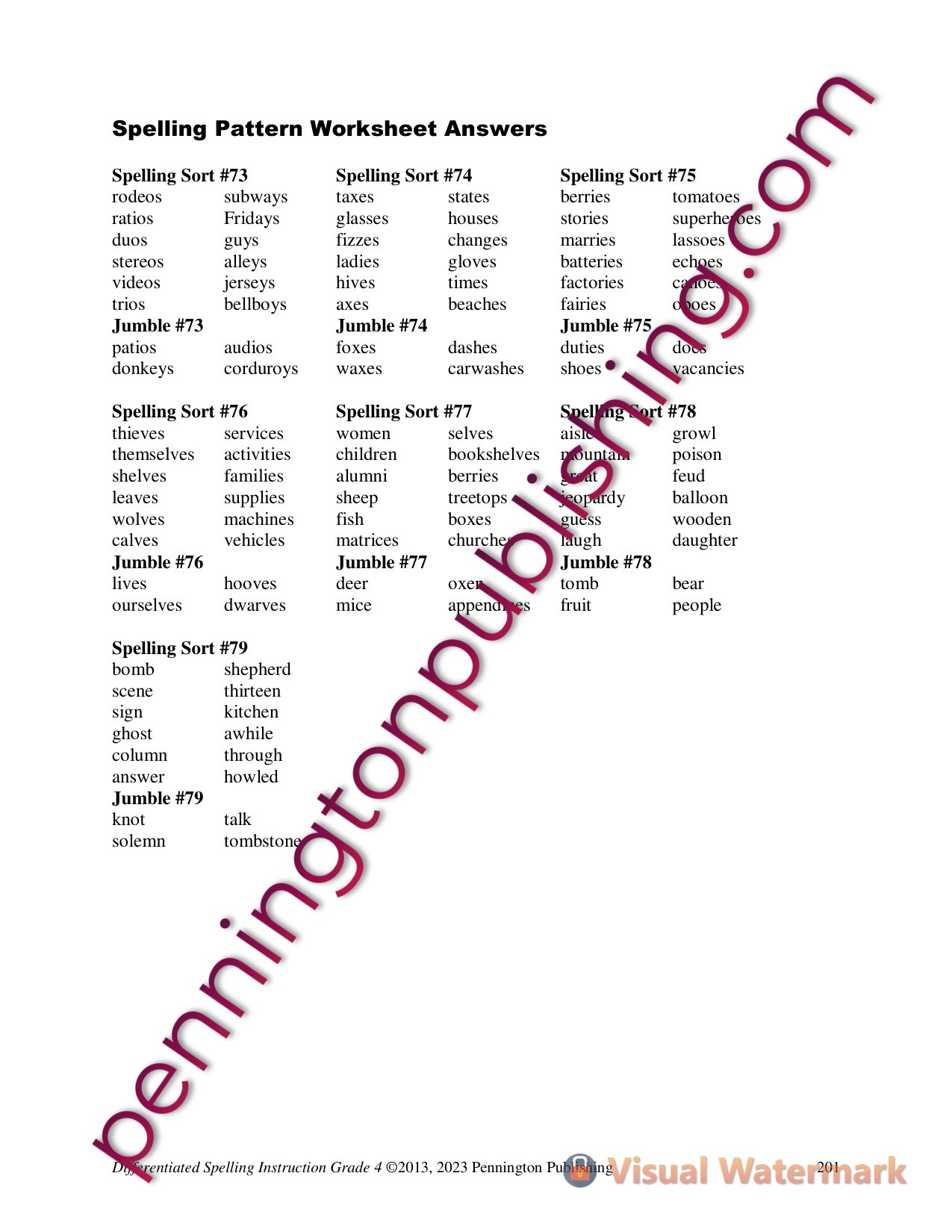 Sample page 7 from Differentiated Spelling Instruction Grade 4 Lessons, Remedial Worksheets, and Tests