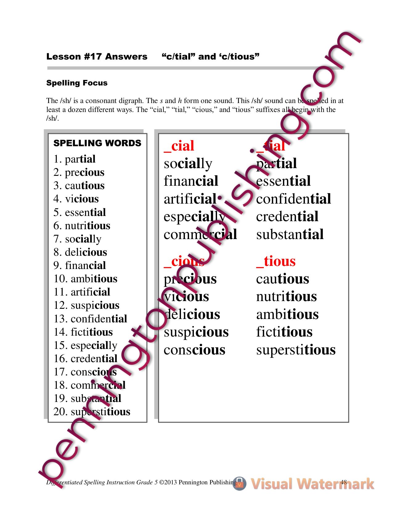 Sample page 2 from Differentiated Spelling Instruction Grade 5 Lessons, Remedial Worksheets, and Tests