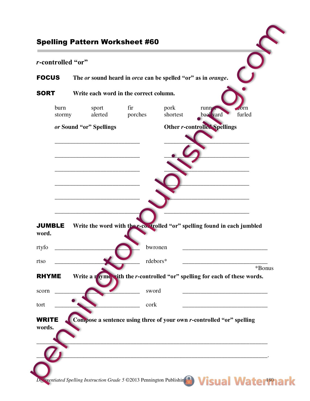 Sample page 6 from Differentiated Spelling Instruction Grade 5 Lessons, Remedial Worksheets, and Tests