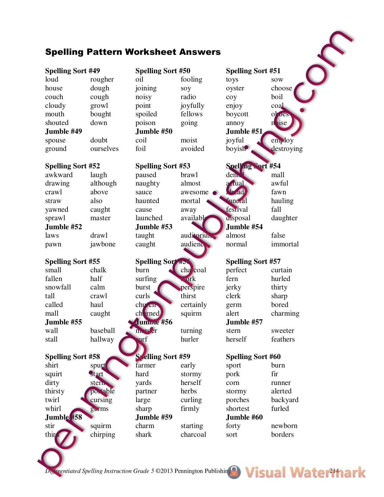 Sample page 7 from Differentiated Spelling Instruction Grade 5 Lessons, Remedial Worksheets, and Tests