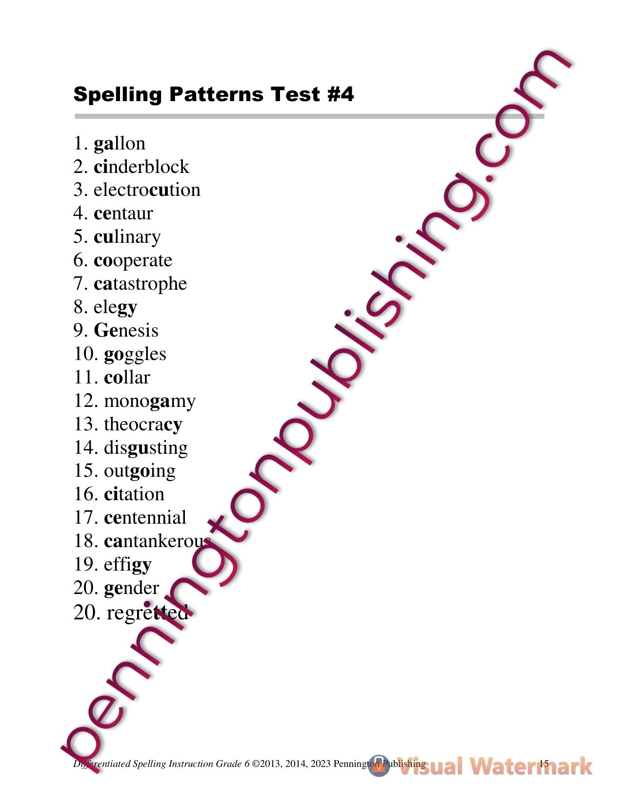 Sample page 1 from Differentiated Spelling Instruction Grade 6 Lessons, Remedial Worksheets, and Tests