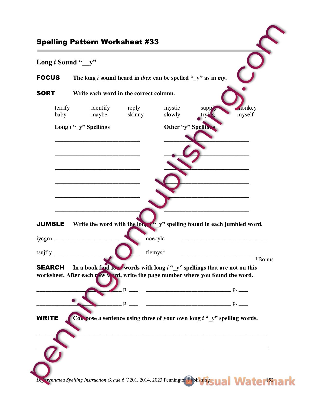 Sample page 5 from Differentiated Spelling Instruction Grade 6 Lessons, Remedial Worksheets, and Tests