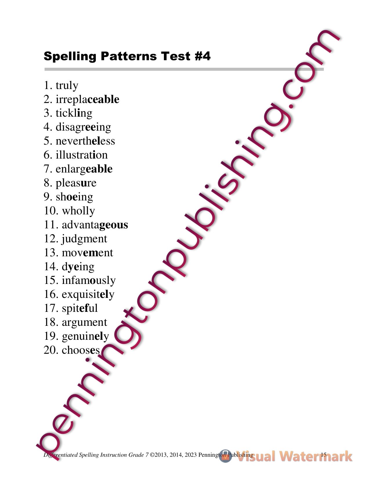 Sample page 1 from Differentiated Spelling Instruction Grade 7 Lessons, Remedial Worksheets, and Tests