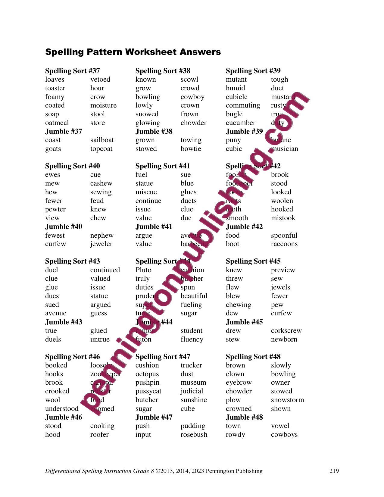 Sample page 7 from Differentiated Spelling Instruction Grade 8 Lessons, Remedial Worksheets, and Tests