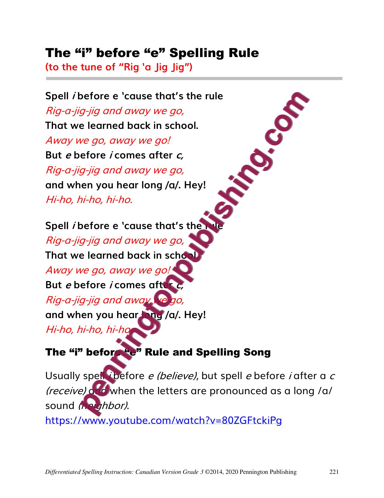 Sample page 8 from Differentiated Spelling Instruction (Canadian English) Grade 3 Lessons, Remedial Worksheets, and Tests