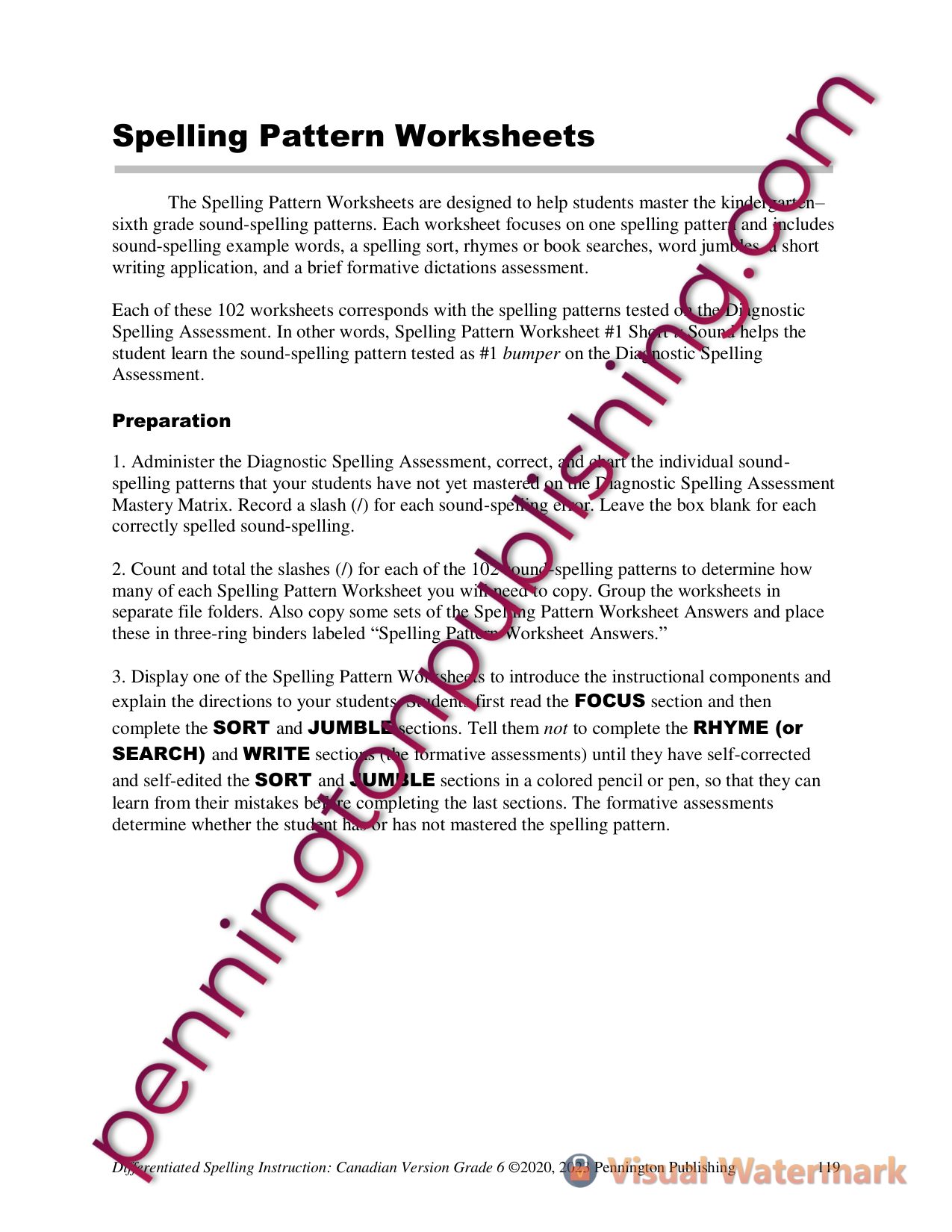 Sample page 4 from Differentiated Spelling Instruction (Canadian English) Grade 6 Lessons, Remedial Worksheets, and Tests