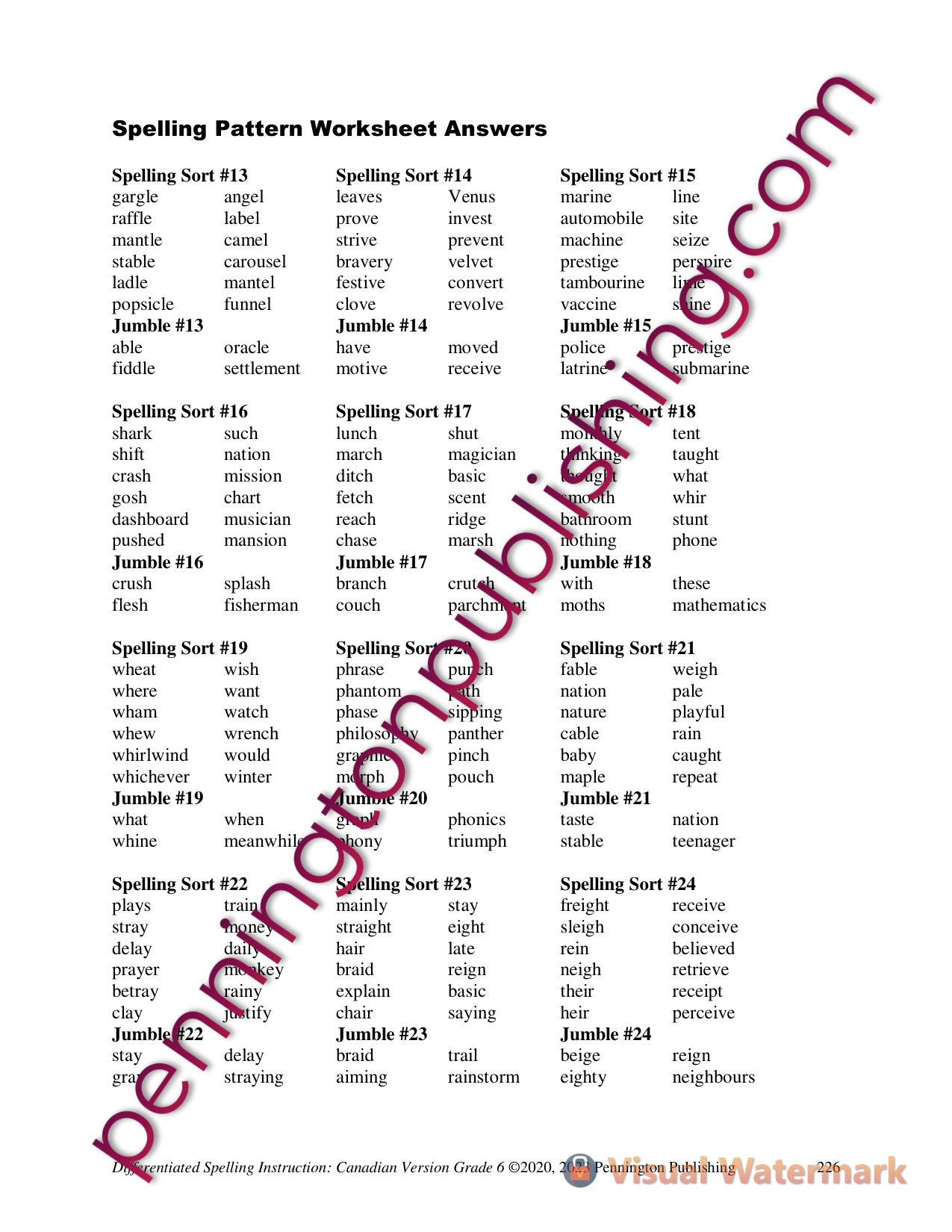 Sample page 7 from Differentiated Spelling Instruction (Canadian English) Grade 6 Lessons, Remedial Worksheets, and Tests