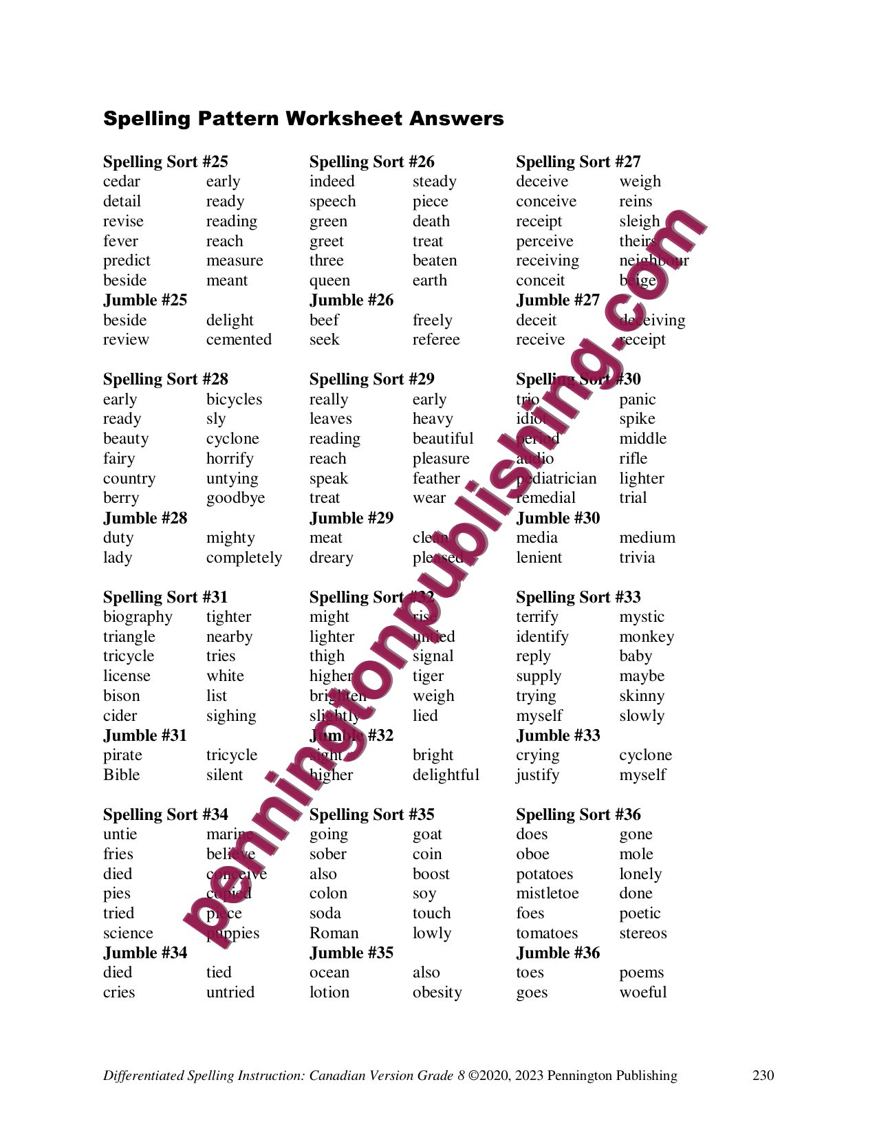 Sample page 7 from Differentiated Spelling Instruction (Canadian English) Grade 8 Lessons, Remedial Worksheets, and Tests