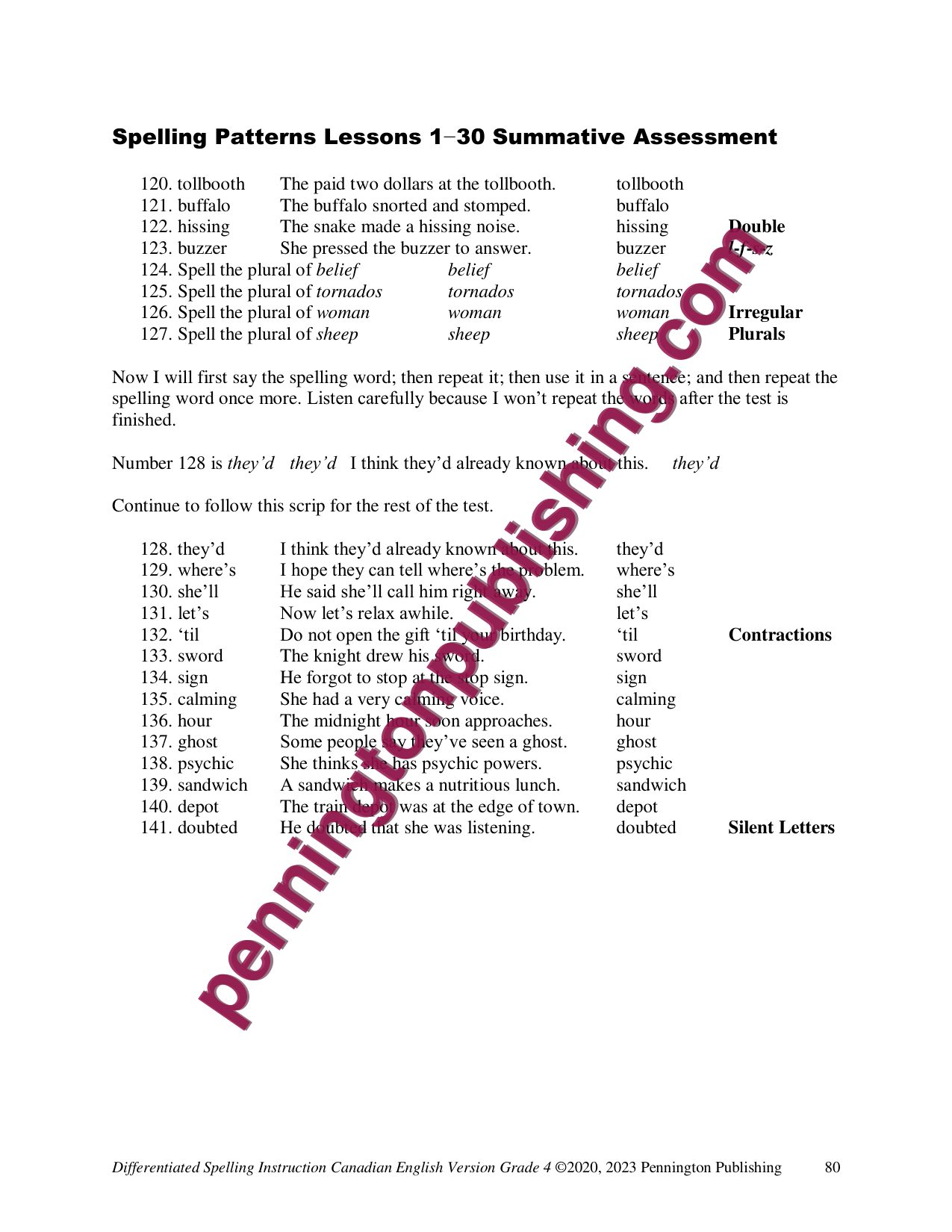 Sample page 3 from Differentiated Spelling Instruction (Canadian English) Grade 4 Lessons, Remedial Worksheets, and Tests