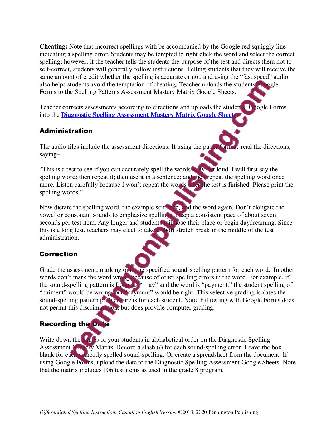 Sample page 4 from Differentiated Spelling Instruction (Canadian English) Grade 4 Lessons, Remedial Worksheets, and Tests