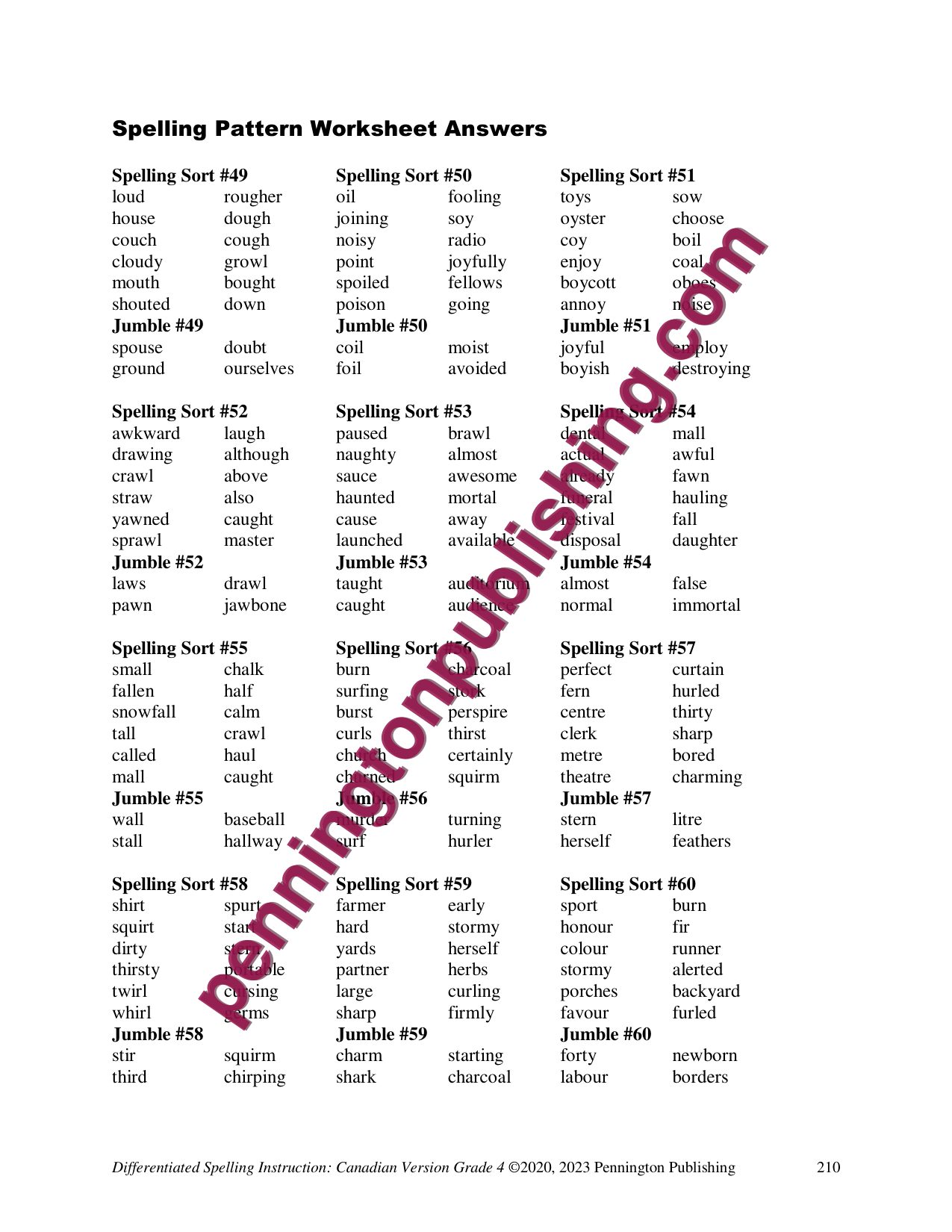 Sample page 7 from Differentiated Spelling Instruction (Canadian English) Grade 4 Lessons, Remedial Worksheets, and Tests