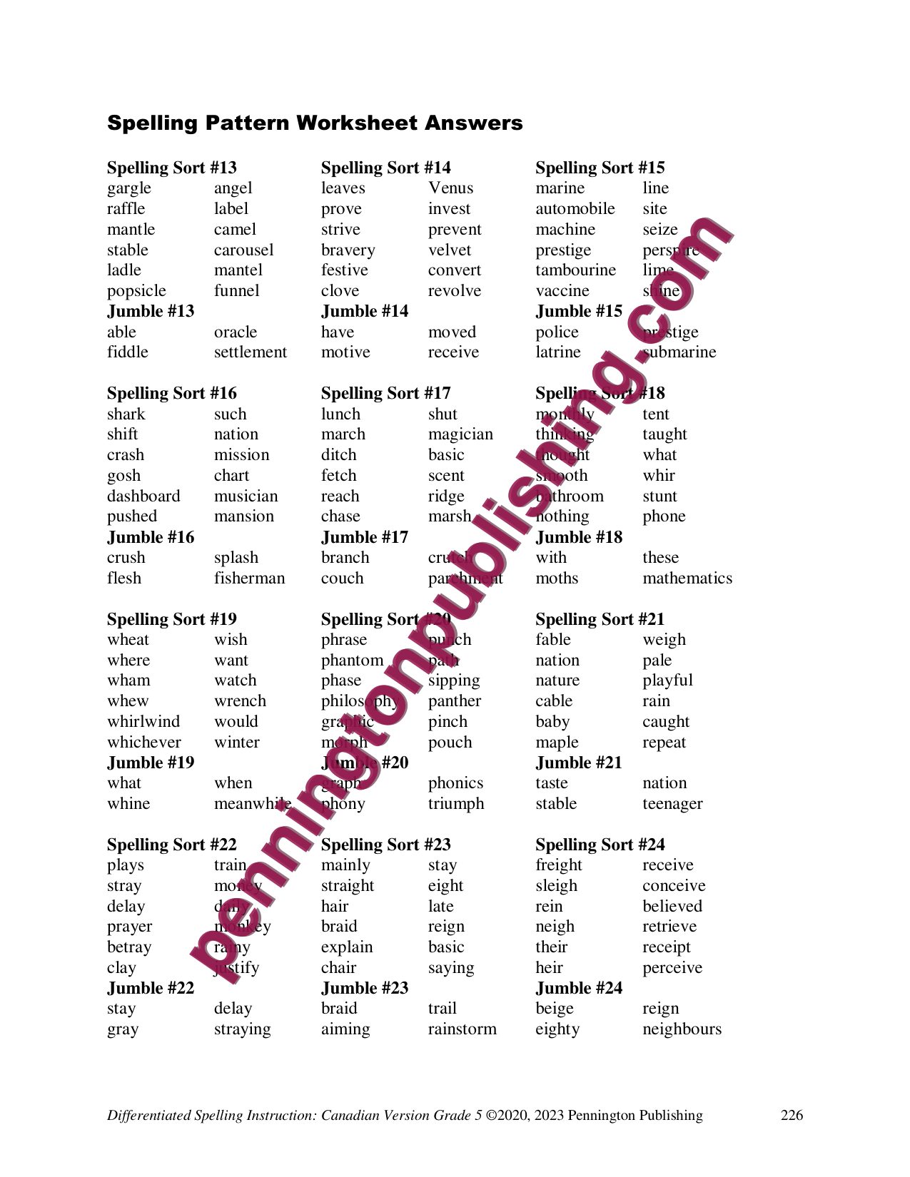 Sample page 7 from Differentiated Spelling Instruction (Canadian English) Grade 5 Lessons, Remedial Worksheets, and Tests