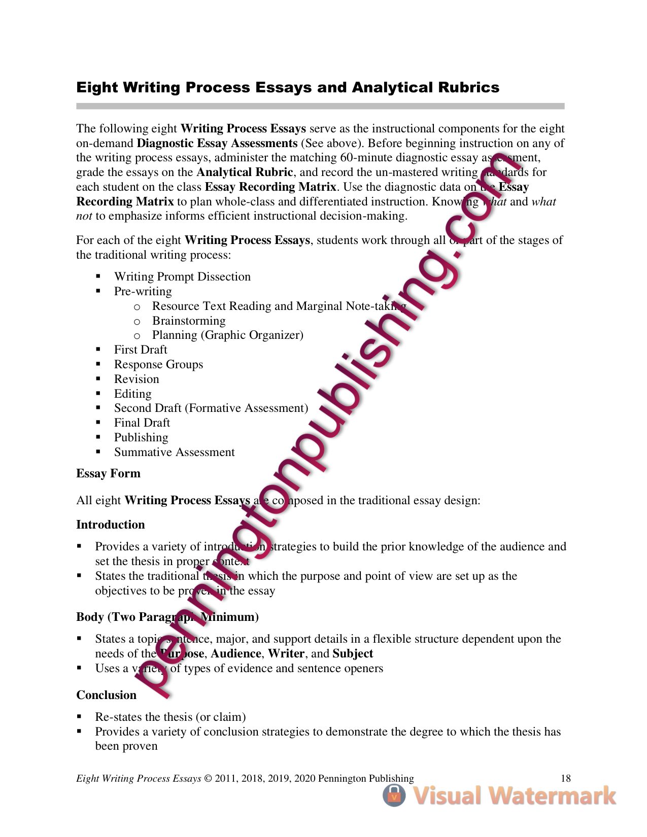 Sample page 2 from Eight Writing Process Essays