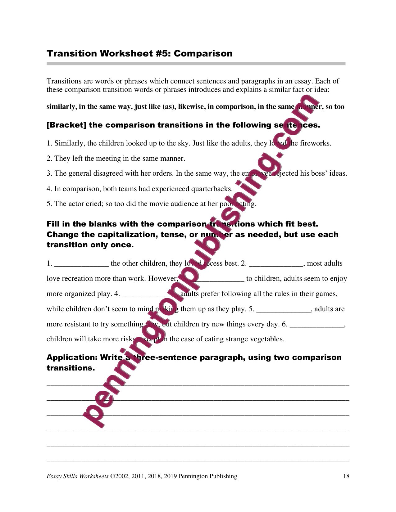 Sample page 2 from Essay Skills Worksheets