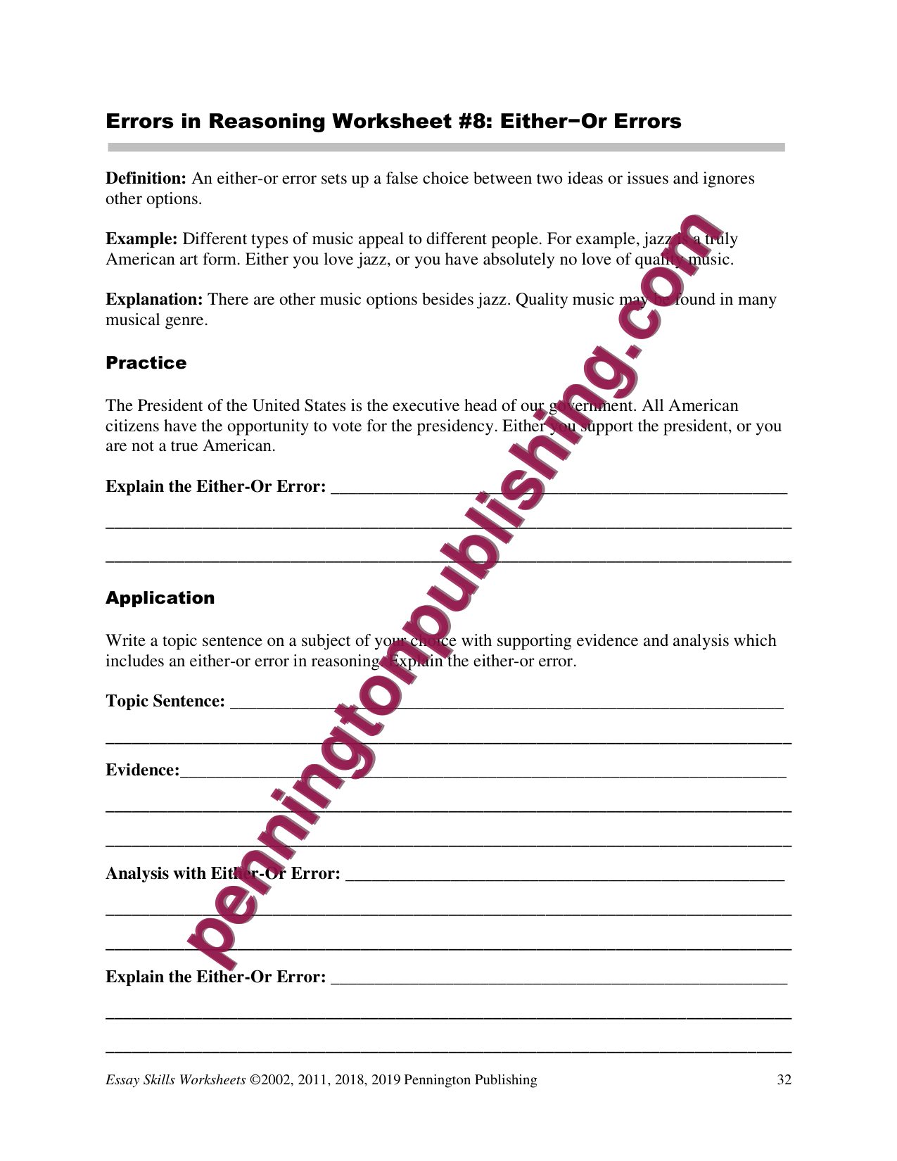 Sample page 3 from Essay Skills Worksheets