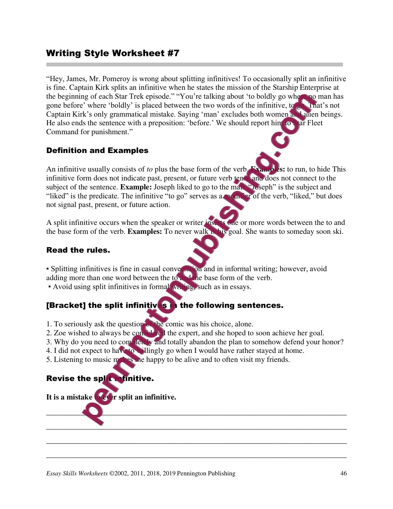 Sample page 4 from Essay Skills Worksheets