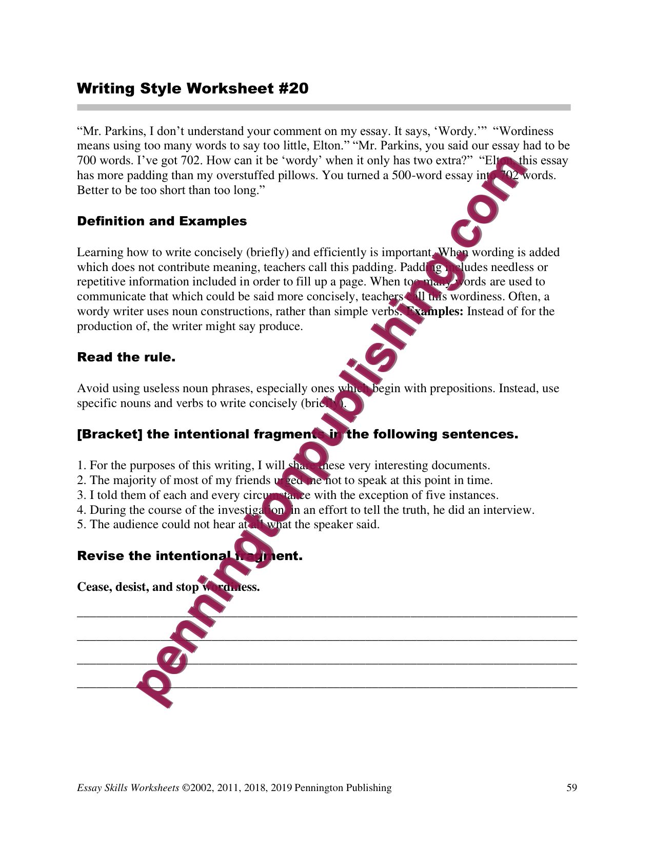 Sample page 5 from Essay Skills Worksheets