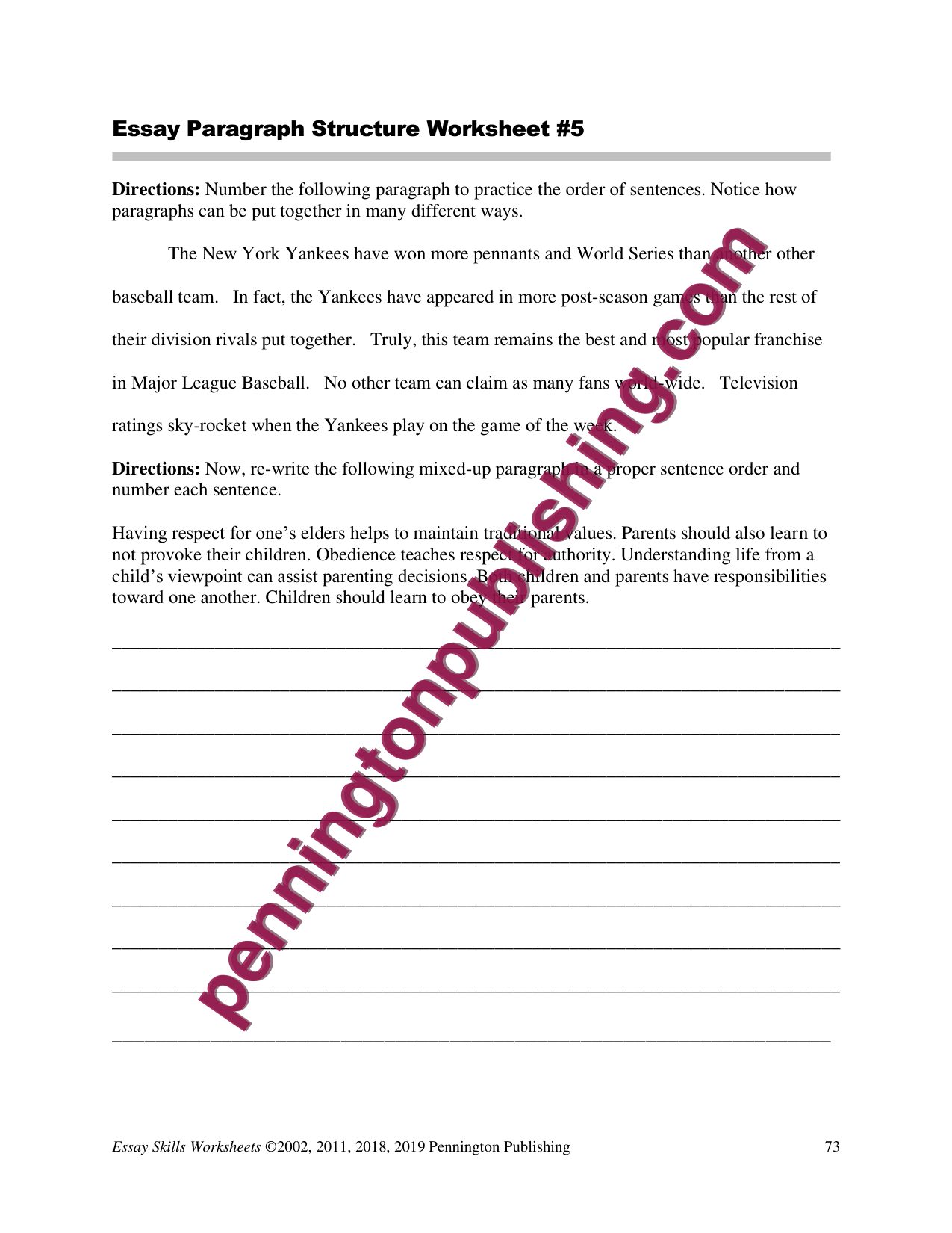 Sample page 6 from Essay Skills Worksheets