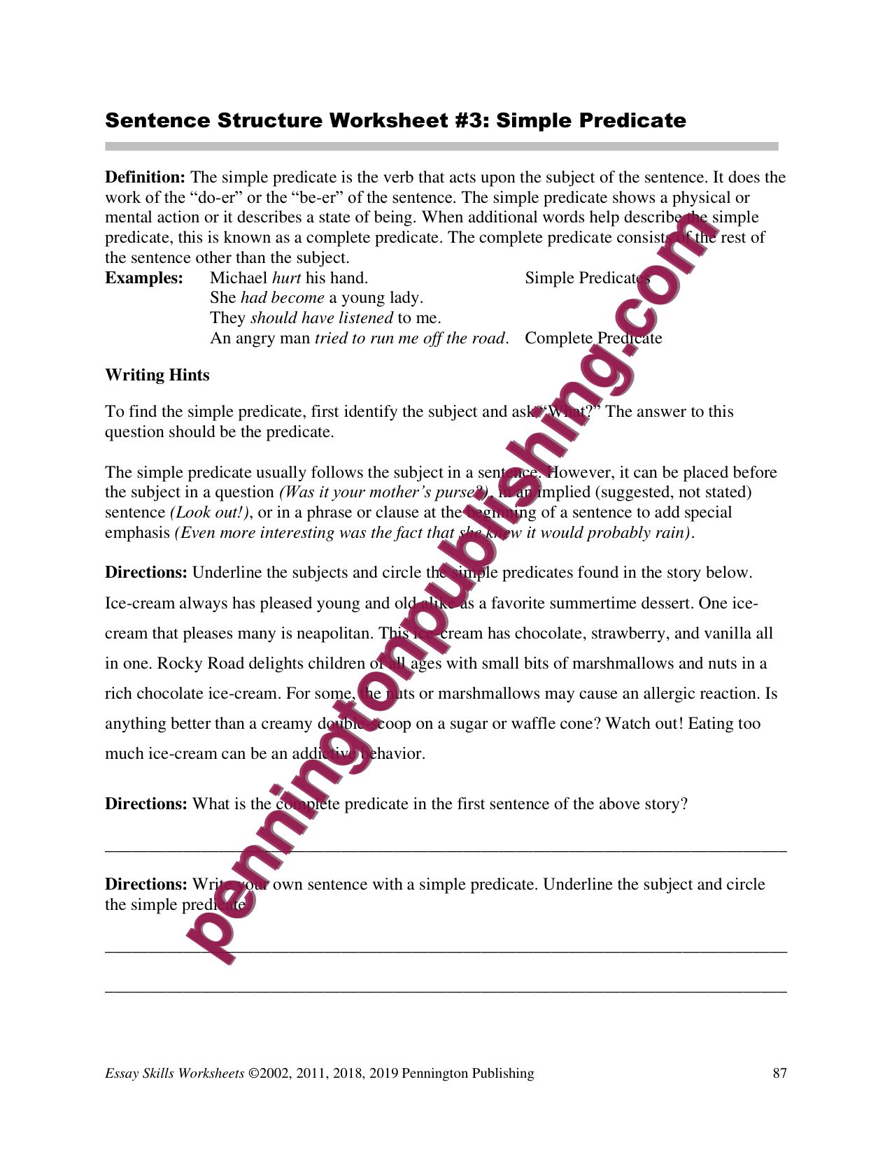 Sample page 7 from Essay Skills Worksheets