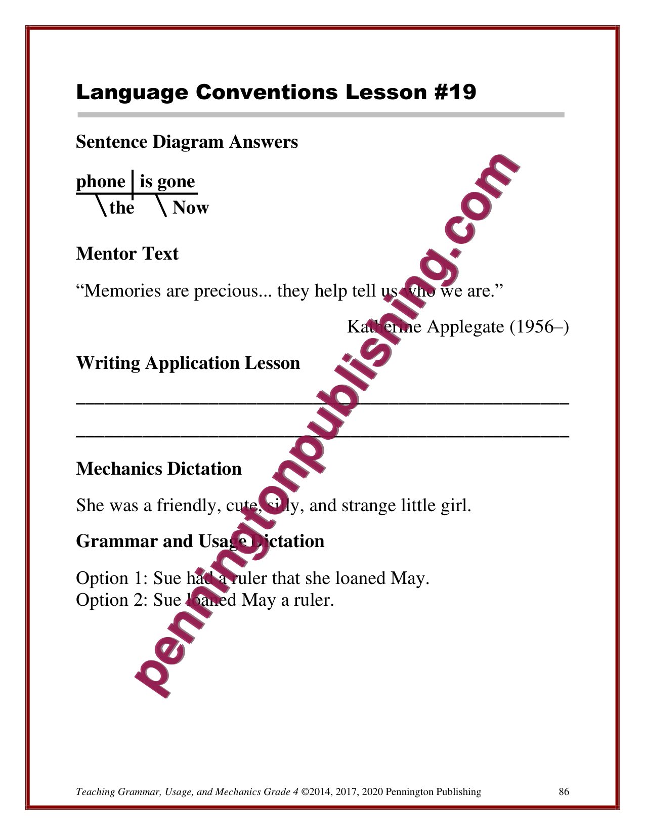 Sample page 2 from Grade 4 Teaching Grammar, Usage, and Mechanics Lessons, Remedial Worksheets, and Tests