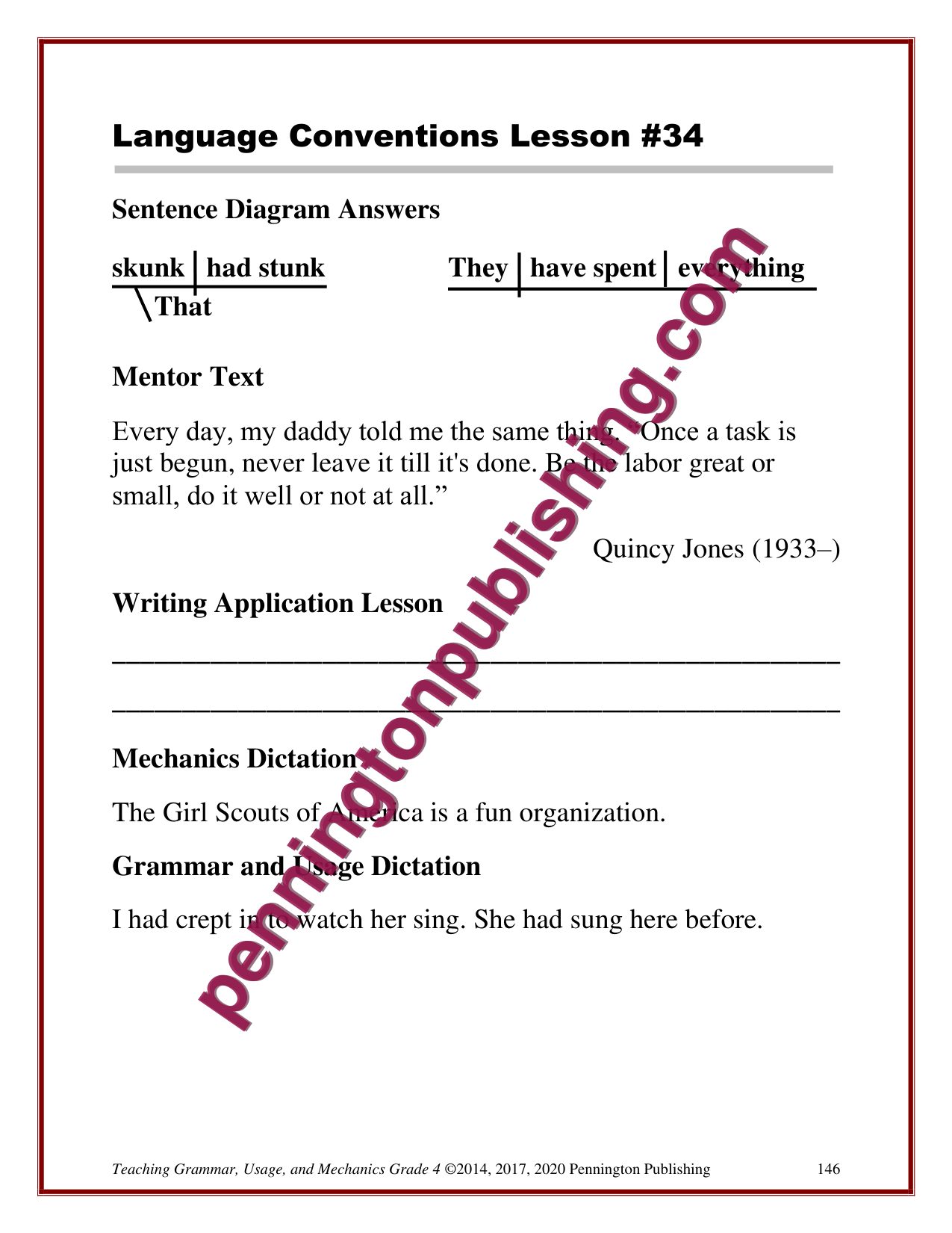 Sample page 3 from Grade 4 Teaching Grammar, Usage, and Mechanics Lessons, Remedial Worksheets, and Tests