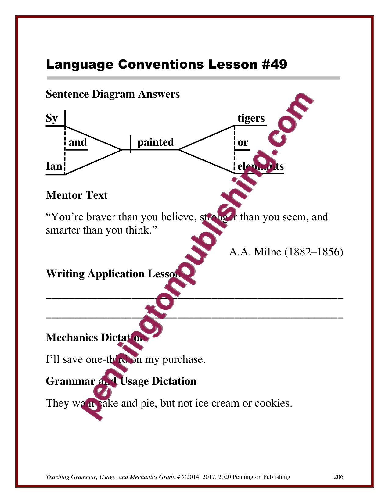 Sample page 4 from Grade 4 Teaching Grammar, Usage, and Mechanics Lessons, Remedial Worksheets, and Tests