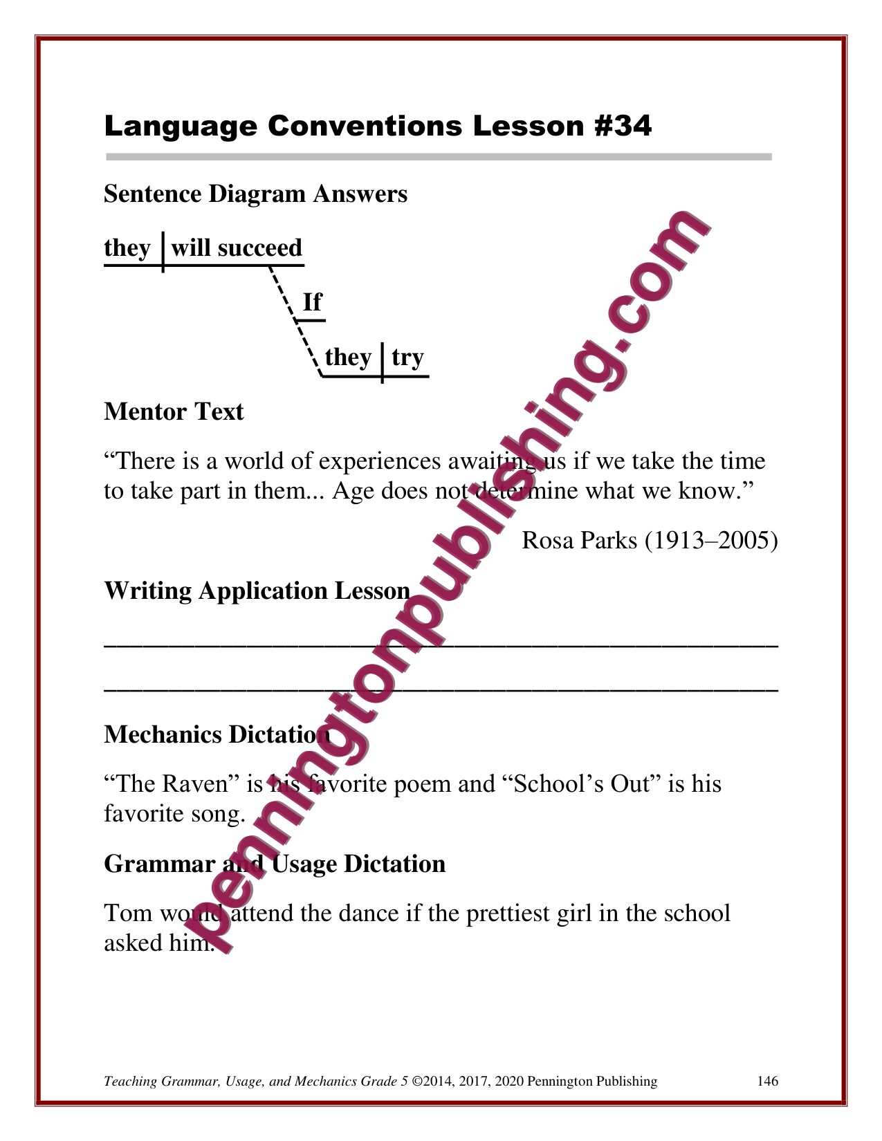 Sample page 3 from Grade 5 Teaching Grammar, Usage, and Mechanics Lessons, Remedial Worksheets, and Tests