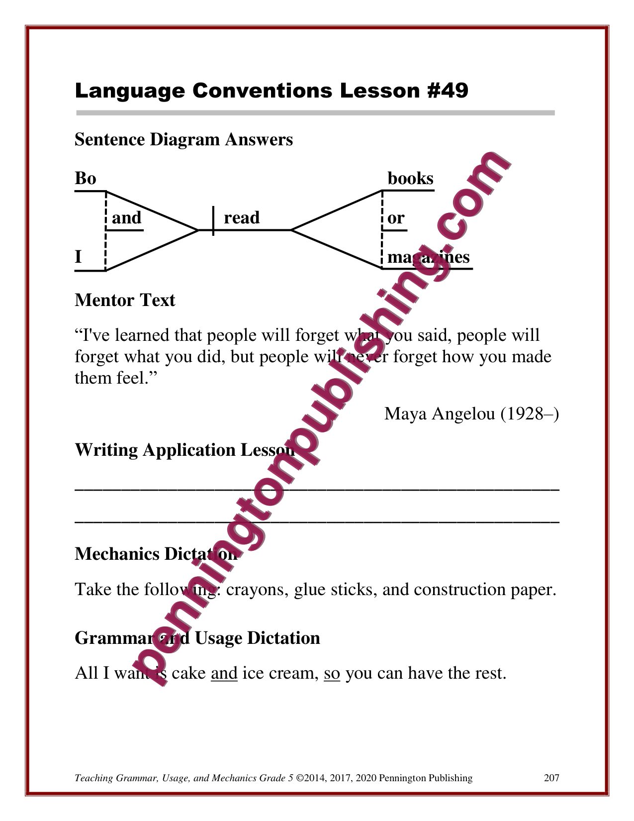 Sample page 4 from Grade 5 Teaching Grammar, Usage, and Mechanics Lessons, Remedial Worksheets, and Tests