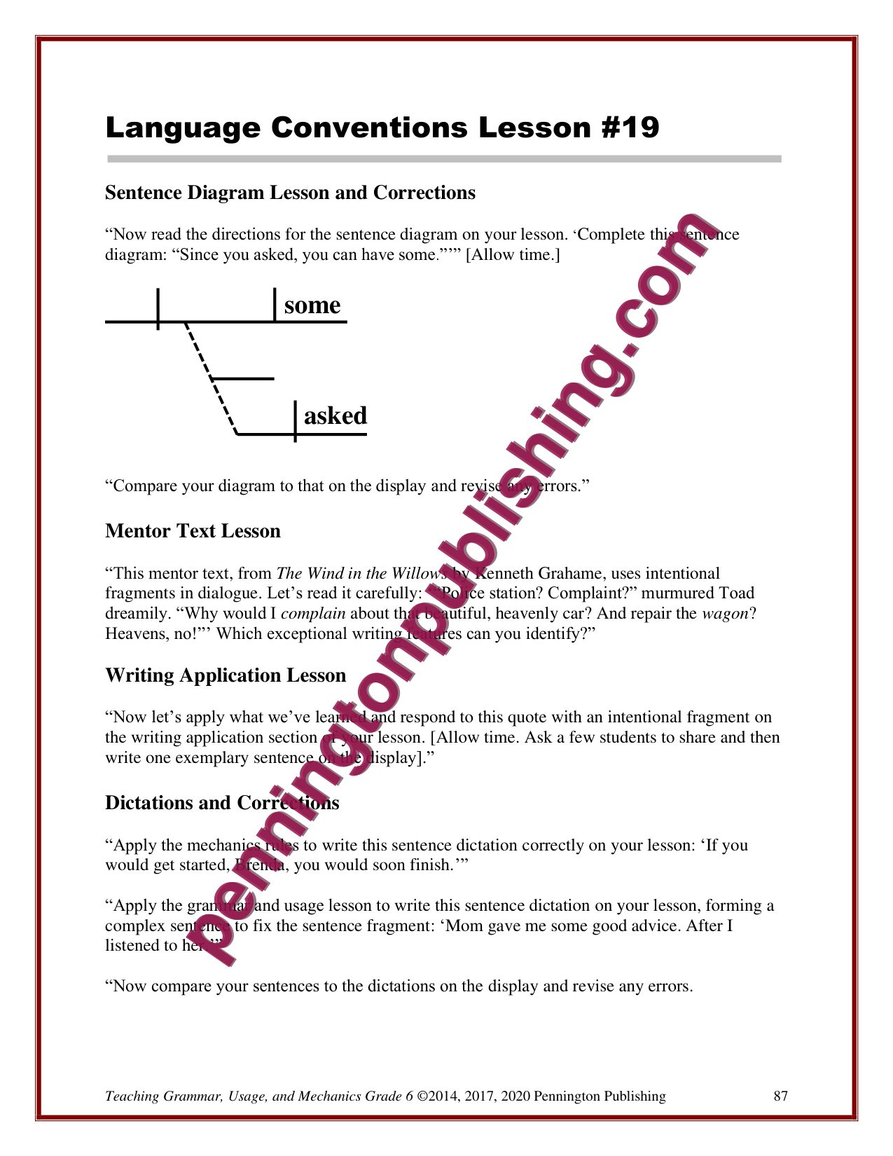 Sample page 2 from Grade 6 Teaching Grammar, Usage, and Mechanics Lessons, Remedial Worksheets, and Tests