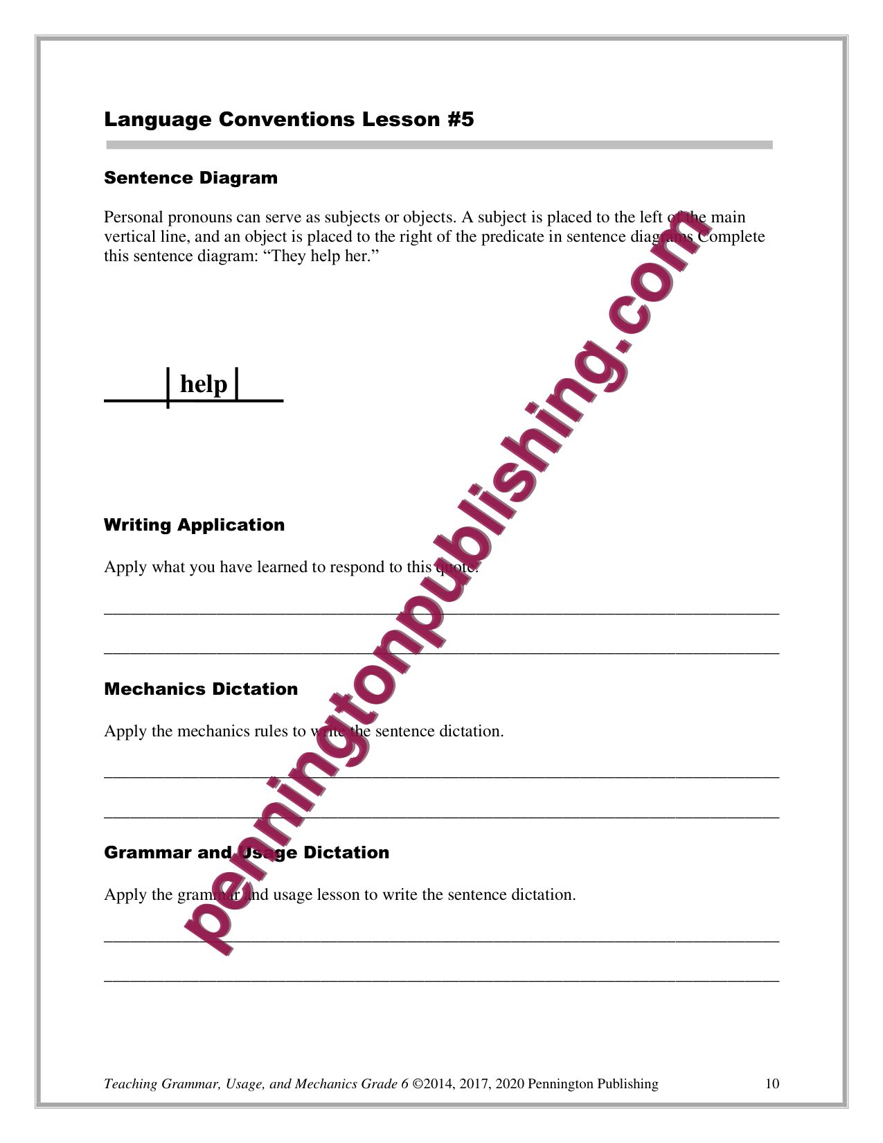 Sample page 5 from Grade 6 Teaching Grammar, Usage, and Mechanics Lessons, Remedial Worksheets, and Tests