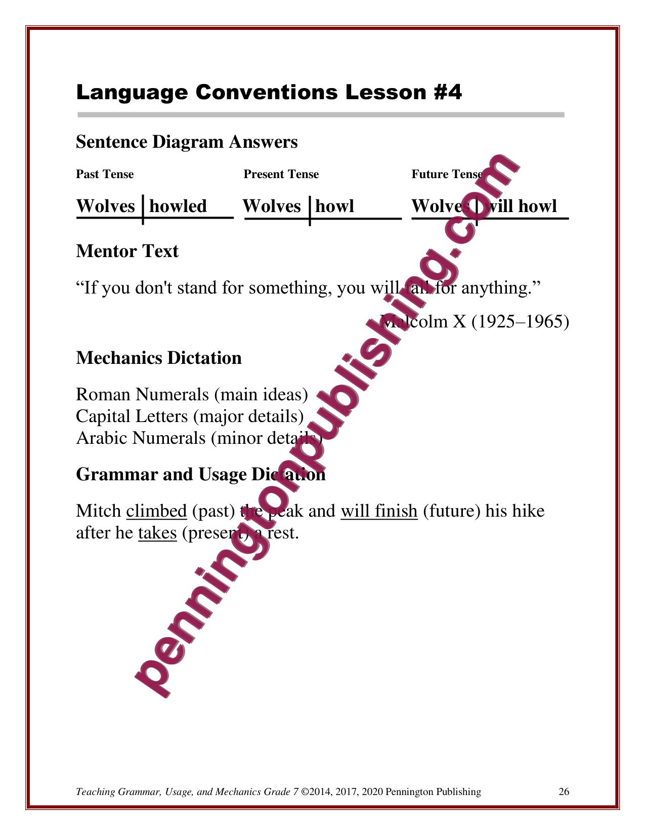 Sample page 1 from Grade 7 Teaching Grammar, Usage, and Mechanics Lessons, Remedial Worksheets, and Tests