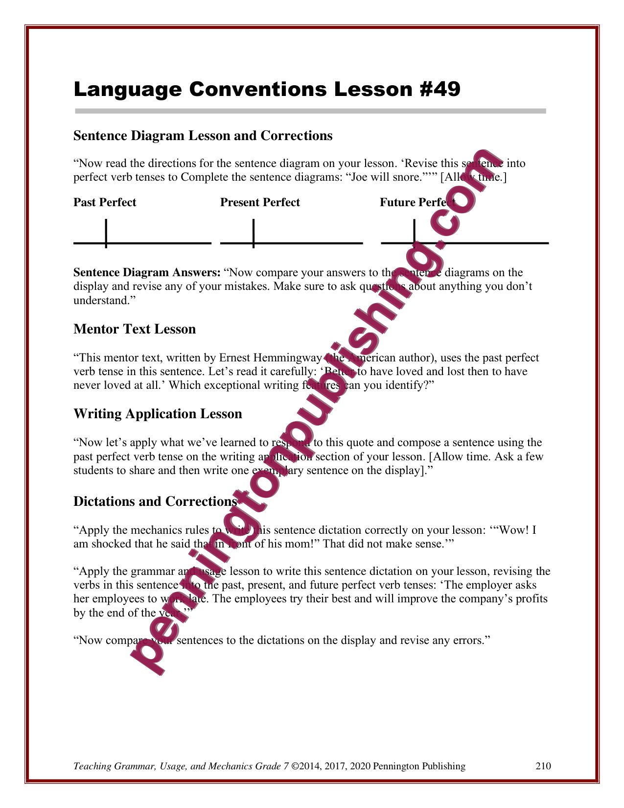Sample page 4 from Grade 7 Teaching Grammar, Usage, and Mechanics Lessons, Remedial Worksheets, and Tests