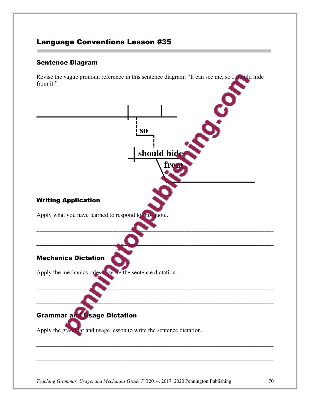 Sample page 6 from Grade 7 Teaching Grammar, Usage, and Mechanics Lessons, Remedial Worksheets, and Tests
