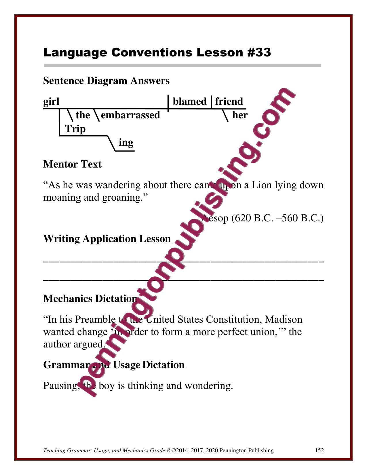 Sample page 3 from Grade 8 Teaching Grammar, Usage, and Mechanics Lessons, Remedial Worksheets, and Tests