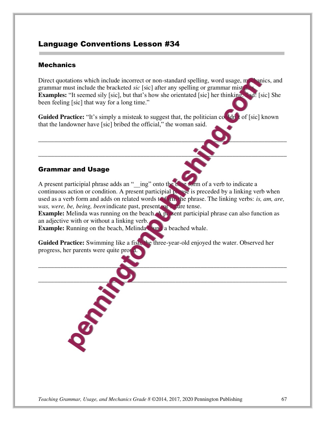 Sample page 6 from Grade 8 Teaching Grammar, Usage, and Mechanics Lessons, Remedial Worksheets, and Tests