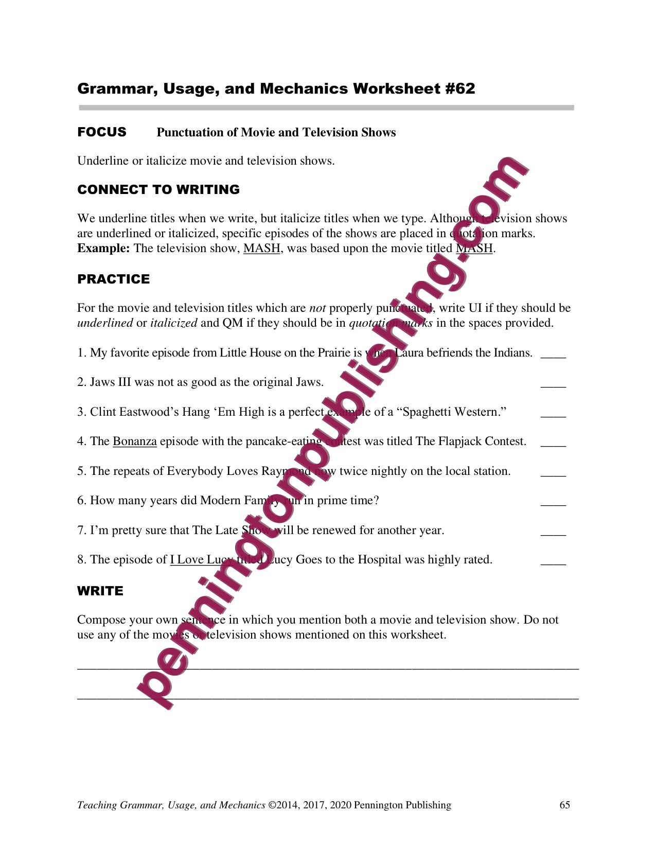 Sample page 8 from Grade 8 Teaching Grammar, Usage, and Mechanics Lessons, Remedial Worksheets, and Tests
