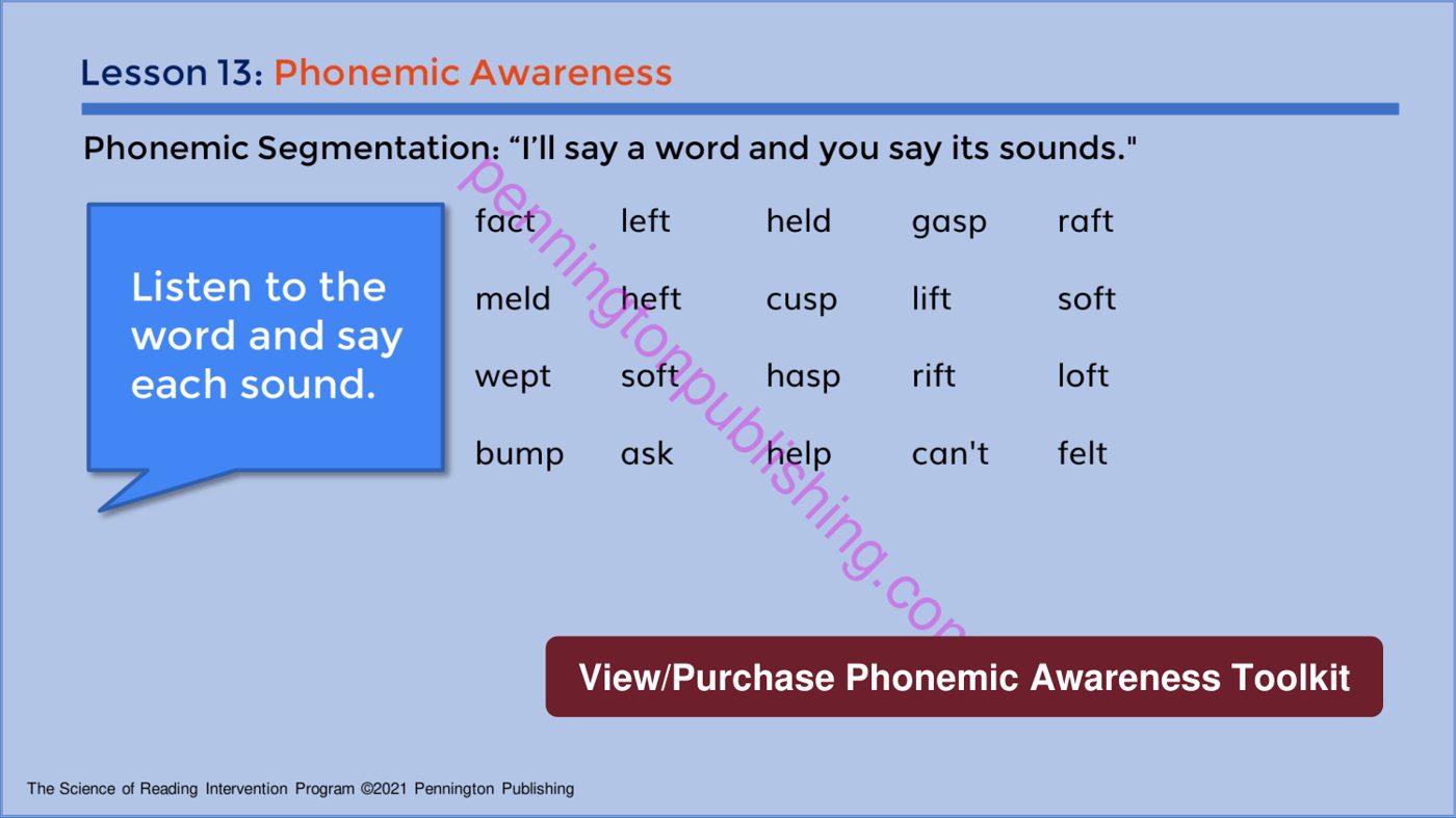 Sample page 3 from Phonemic Awareness Assessments and Quick Lessons