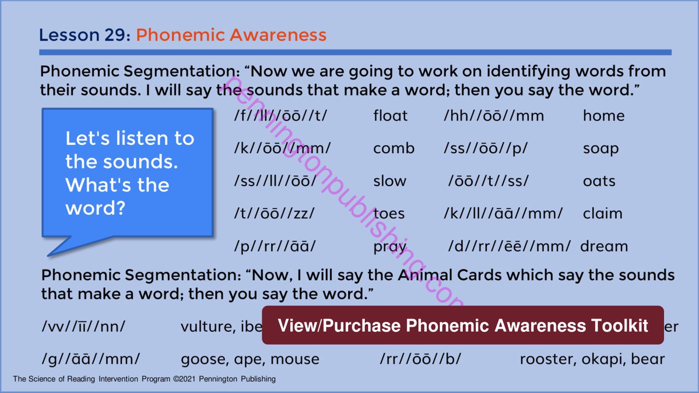 Sample page 4 from Phonemic Awareness Assessments and Quick Lessons