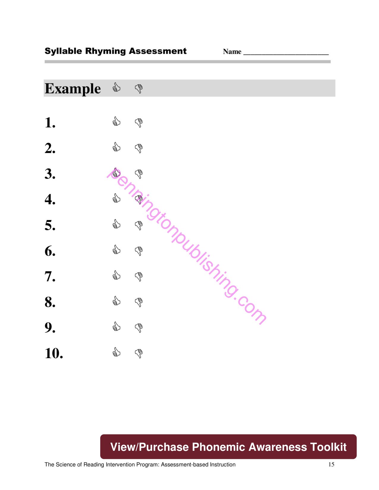 Sample page 6 from Phonemic Awareness Assessments and Quick Lessons