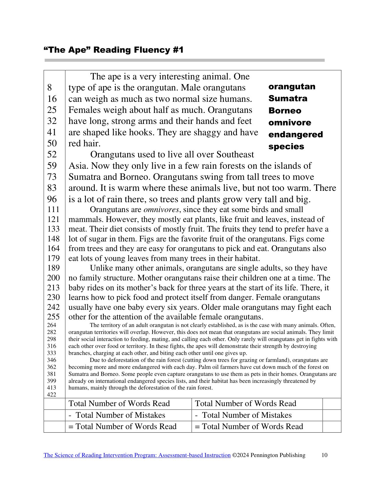 Sample page 3 from Reading Fluency and Comprehension Toolkit