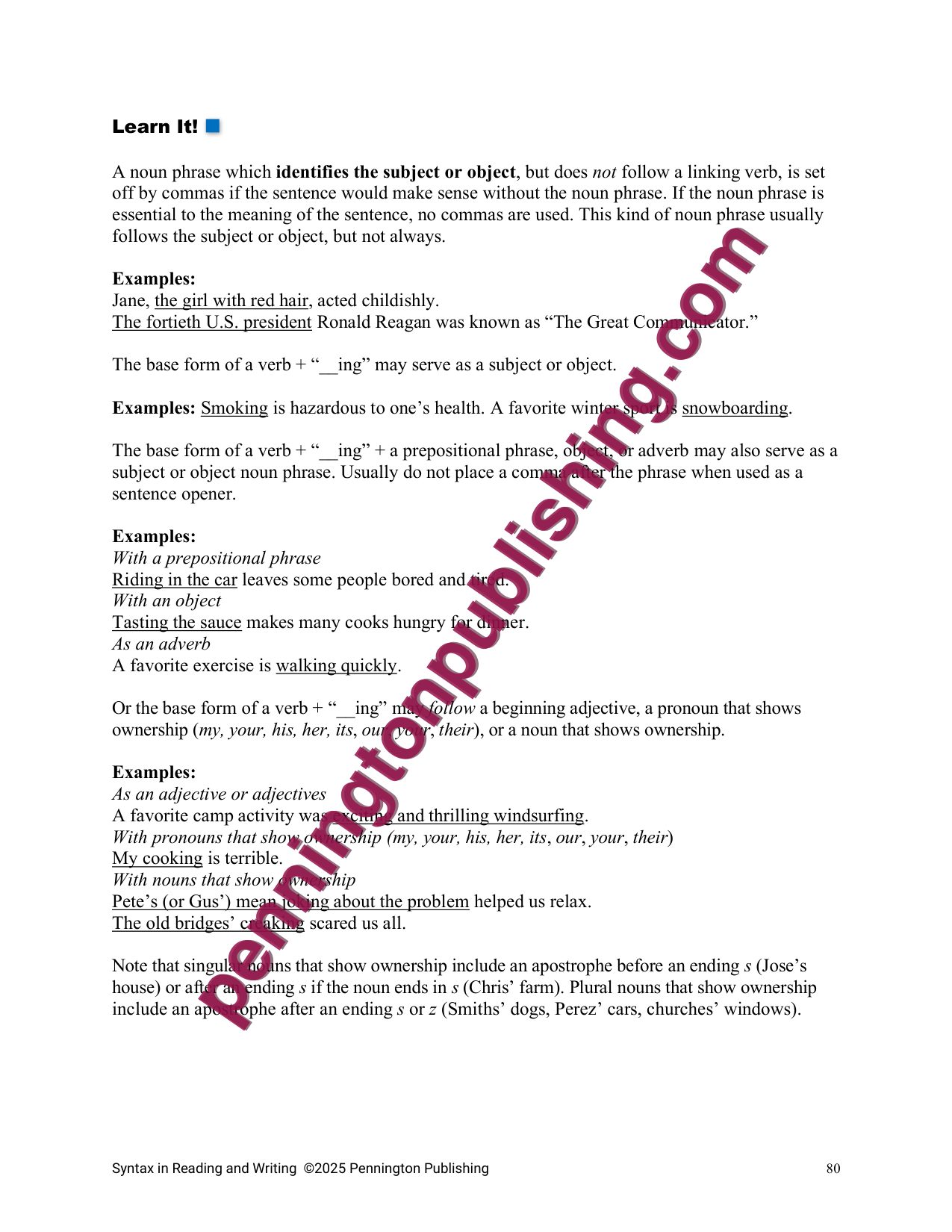 Sample page 3 from Syntax in Reading and Writing Lessons and Worksheets