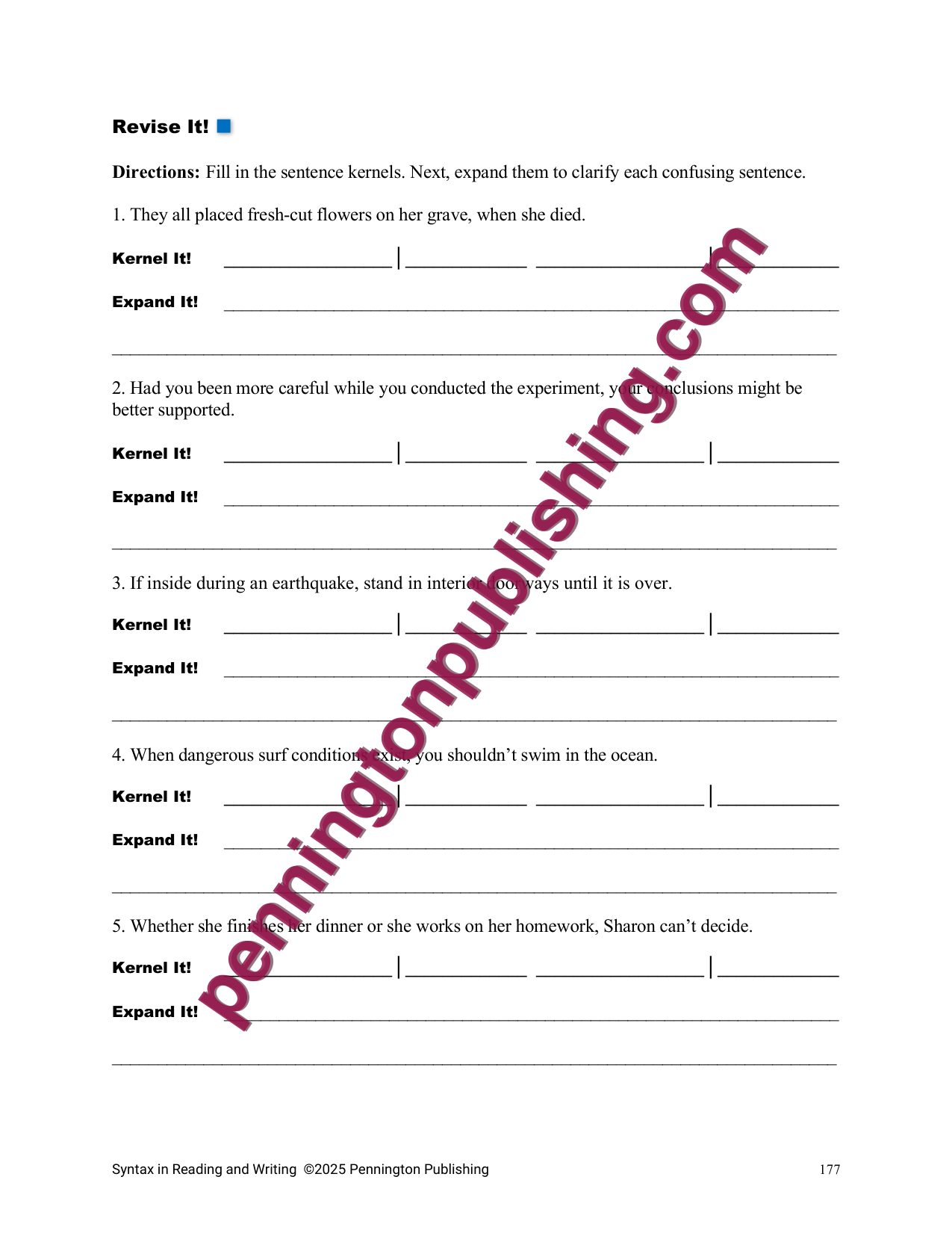 Sample page 6 from Syntax in Reading and Writing Lessons and Worksheets