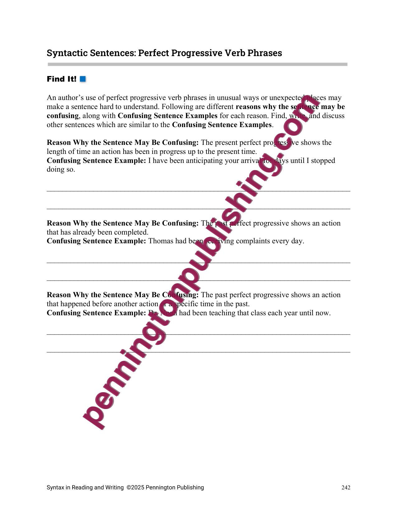 Sample page 8 from Syntax in Reading and Writing Lessons and Worksheets