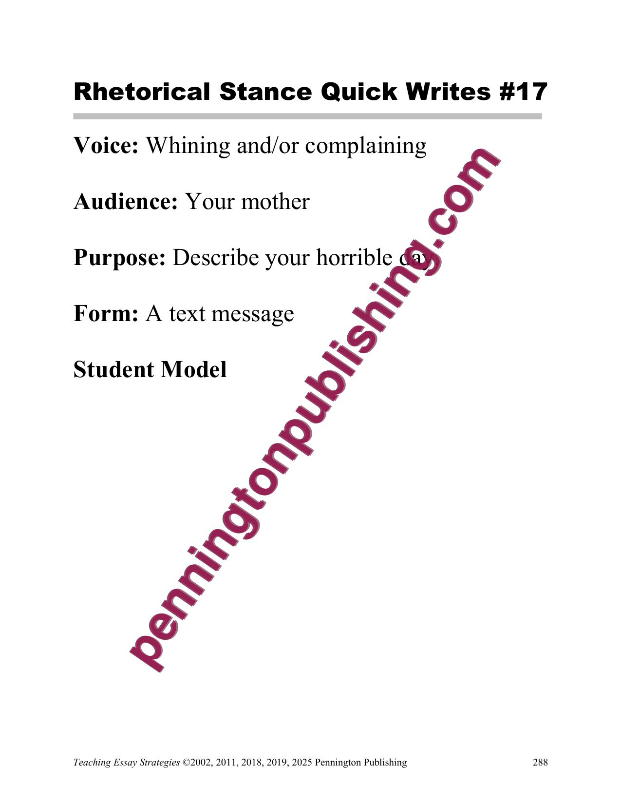 Sample page 4 from Teaching Essay Strategies | Step by Step Worksheets, Skills, and 8 Process Essays