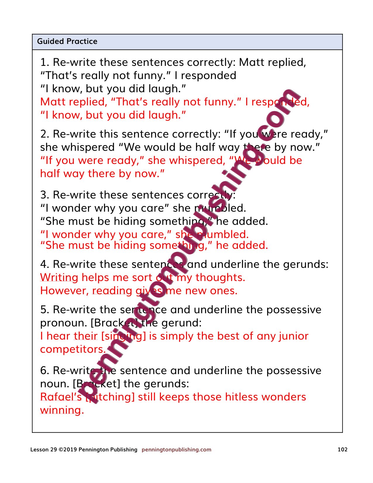 Sample page 2 from Grammar, Usage, and Mechanics Interactive Notebook Grades 4-8