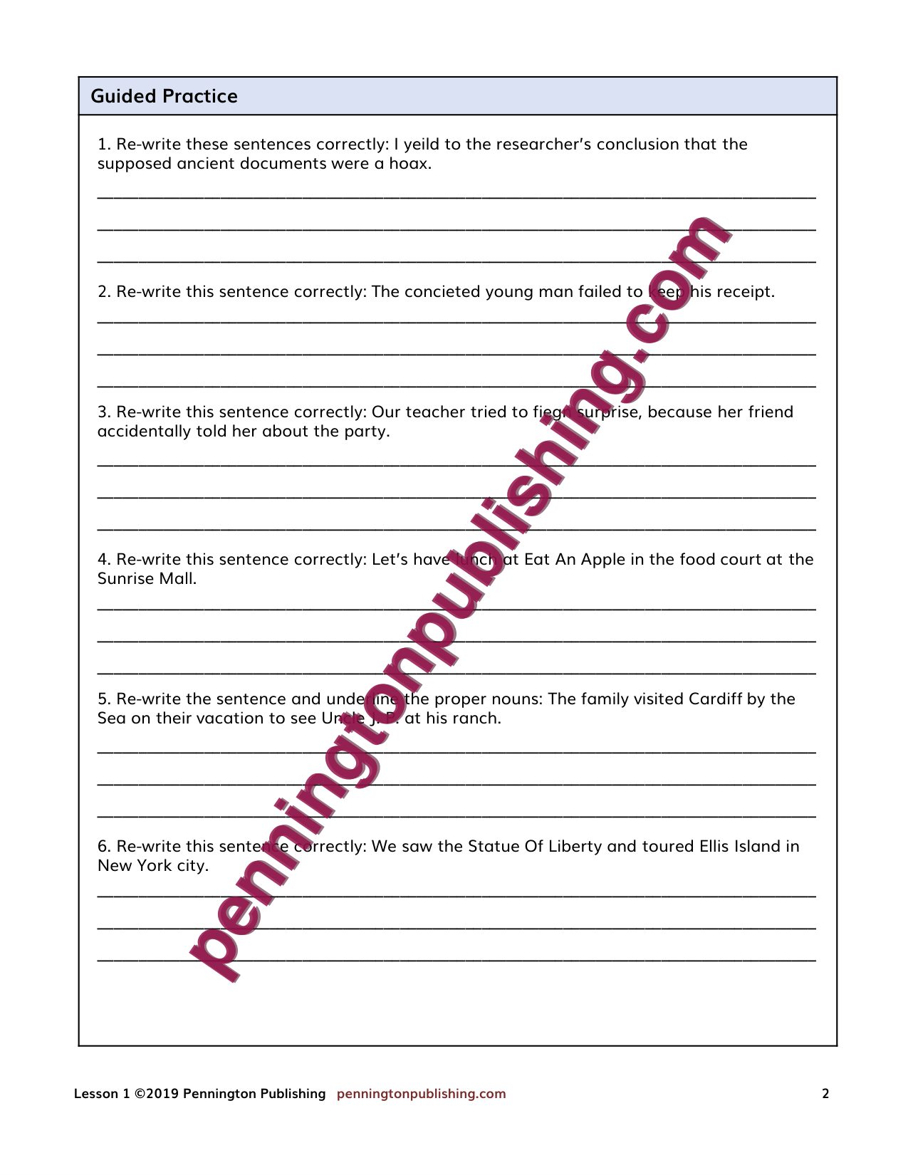 Sample page 4 from Grammar, Usage, and Mechanics Interactive Notebook Grades 4-8